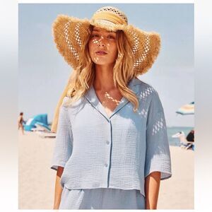 NWT Andie The Margarita Button-Up Shirt in Mist Size XXL